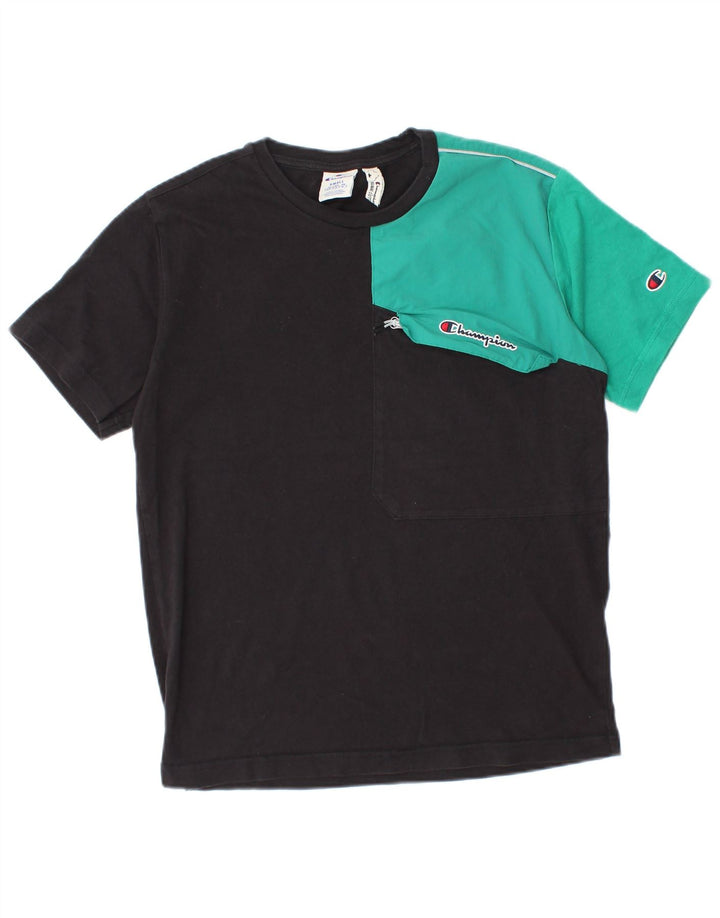 Champion Herre T-Shirt Top Lille Sort Colourblock Bomuld