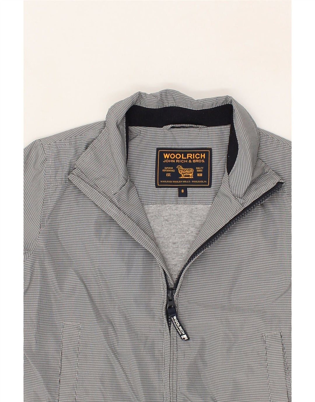 WOOLRICH Boys Bomber Jacket 7-8 Years Grey Check Polyester Vintage Woolrich and Second-Hand Woolrich from Messina Hembry 