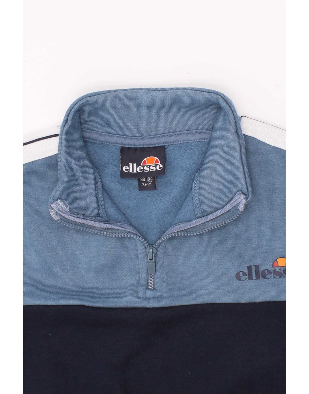 Ellesse Boys Zip Neck Sweatshirt Jumper 3-4 år Navy Blue Colourblock