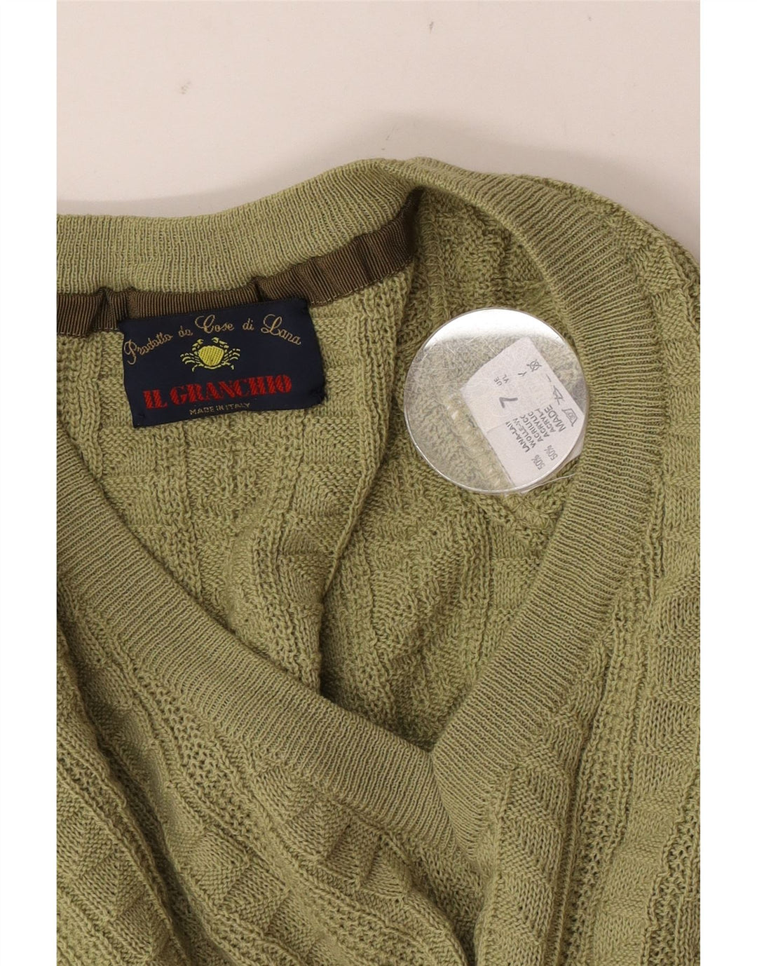 Il Granchio Herre V-hals sweater Stor grøn uld