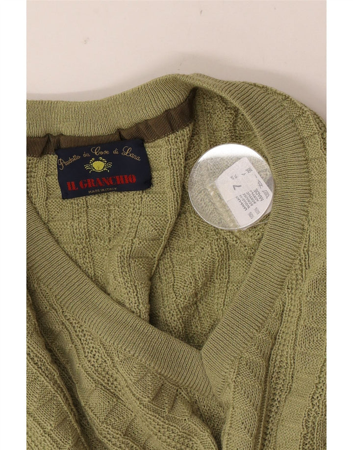 Il Granchio Herre V-hals sweater Stor grøn uld