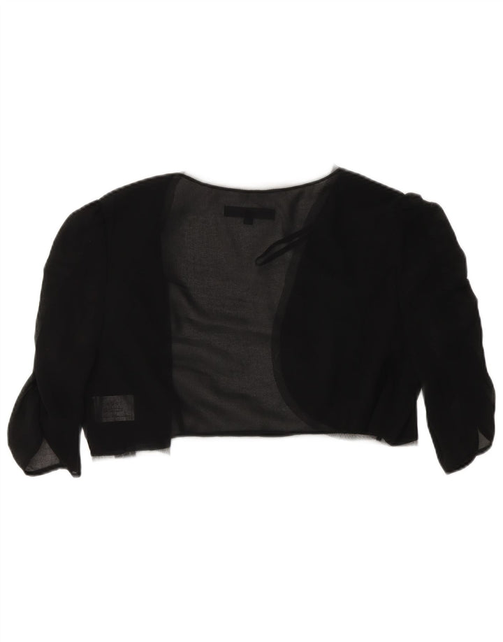 Coast Womens 3/4 ærmet gennemsigtig Bolero Top UK 14 Medium Sort Polyester