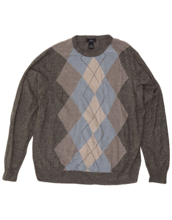 Dockers Herre Crew Neck Jumper Sweater XL Grå Argyle/Diamond Akryl