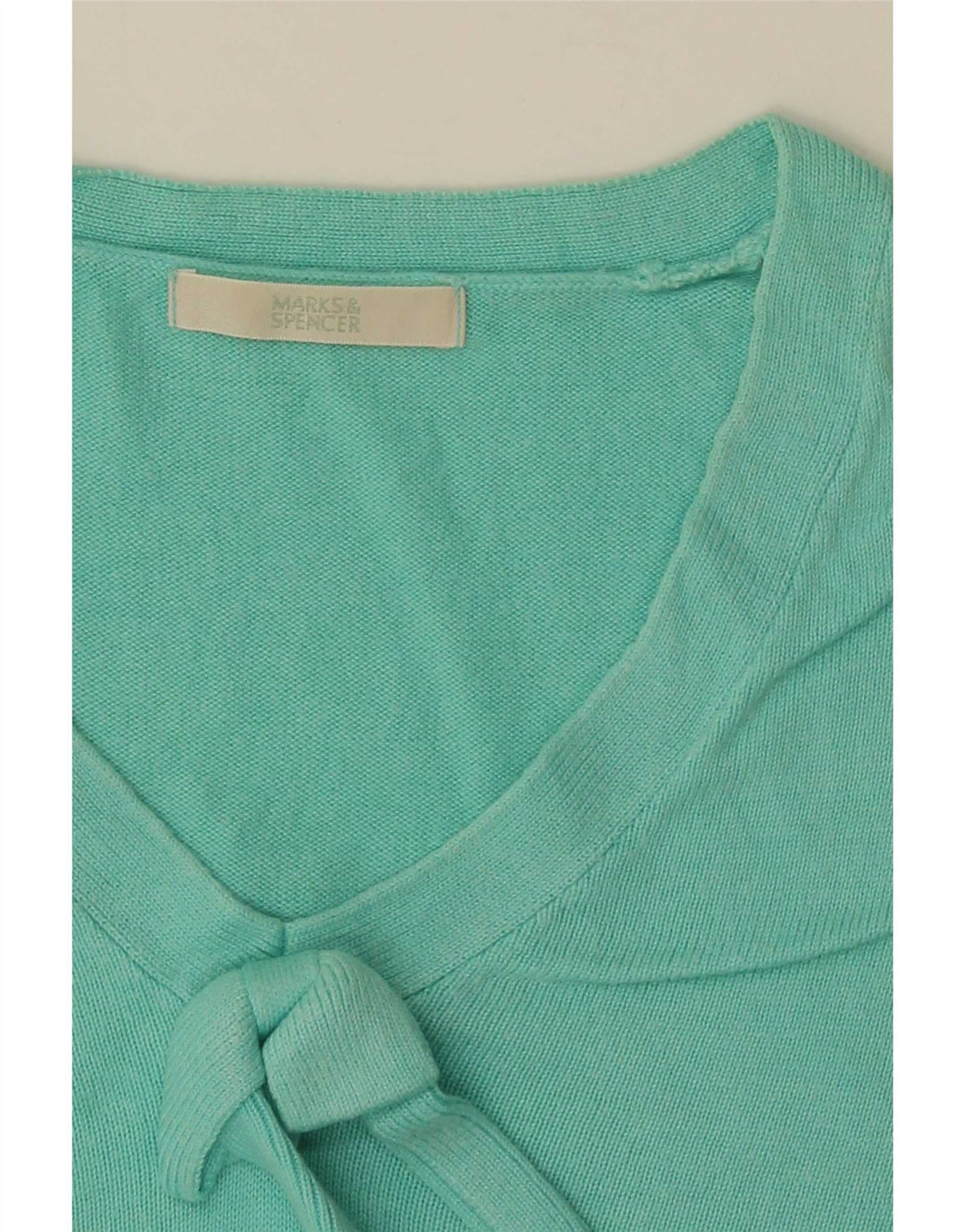 Marks & Spencer Dame Crop V-hals sweater UK 12 Medium Turkis