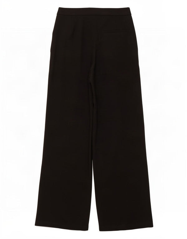 Zara kvinders højtaljede brede benbukser UK 8 Small W26 L30 Sort polyester