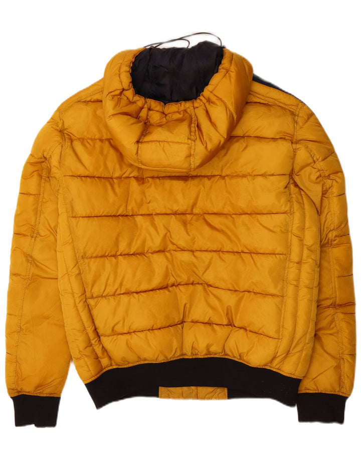 Zara Herre hættepolstret jakke UK 38 Medium Gul Colourblock Polyester