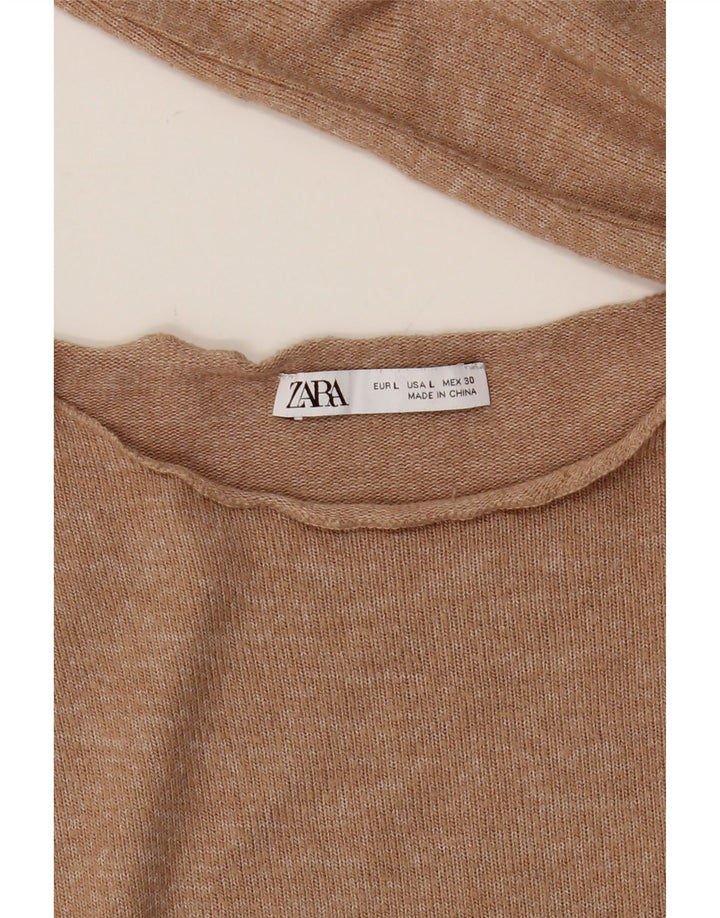 Zara Dame Top Langærmet UK 16 Large Beige