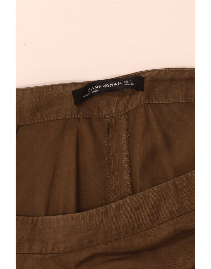 Zara Dame Capri Bukser Large W32 L24 Khaki