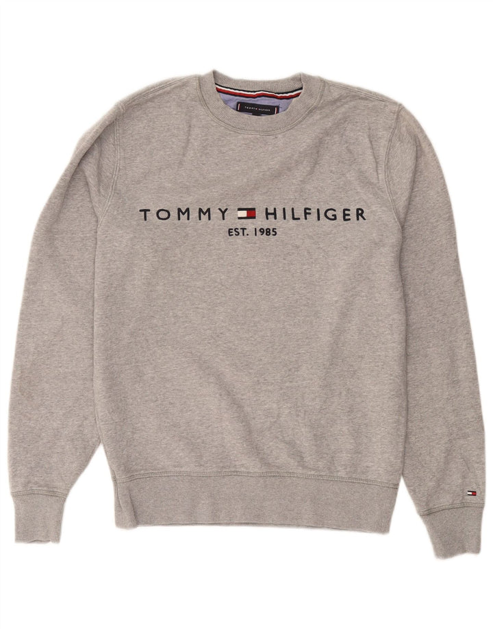 Tommy Hilfiger Herre grafisk sweatshirt Jumper Medium Grey Flecked Bomuld