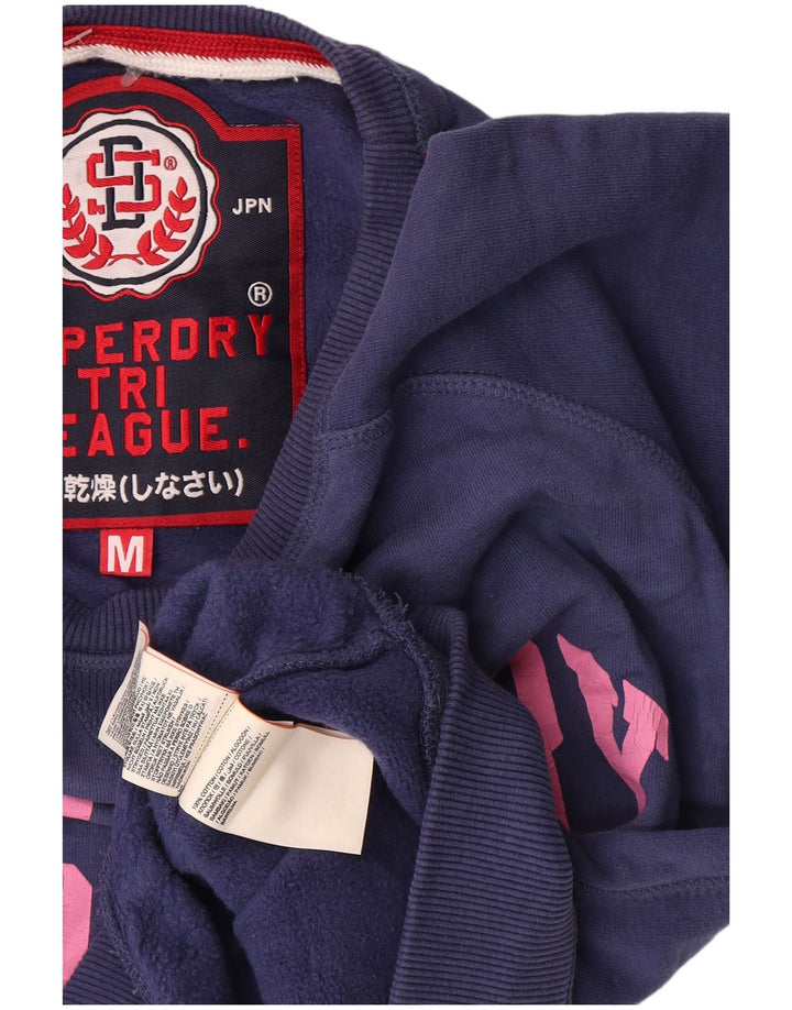 Superdry Womens Grafisk Oversized Sweatshirt Jumper UK 14 Medium Navy Blue