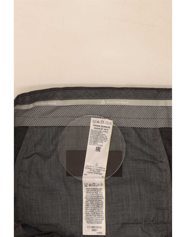 Marks & Spencer Herre Regular Fit Suit Bukser W34 L29 Grå uld