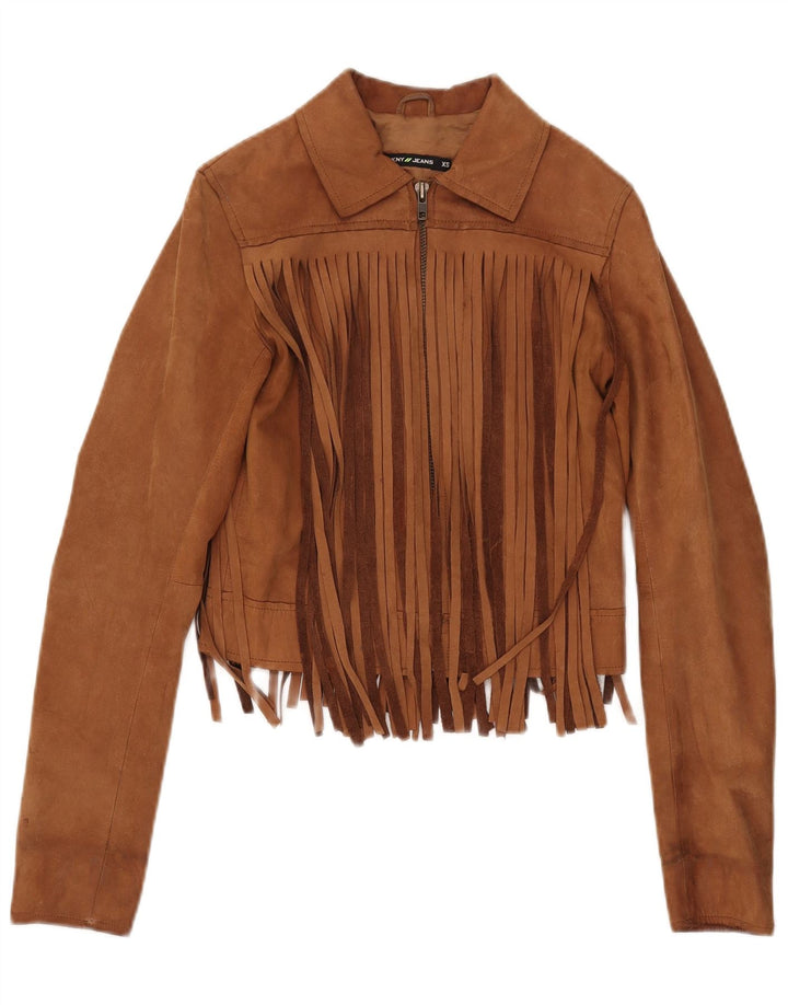 Dkny Dame Crop Ruskindsjakke UK 6 XS Beige Læder