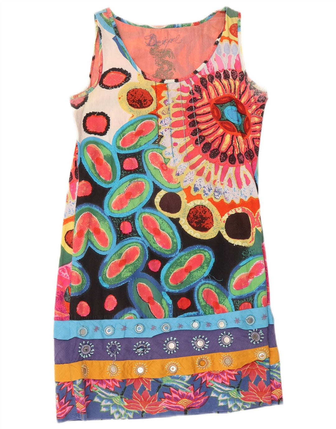 Desigual Womens Graphic Shift Dress EU 40 Medium Multicolored Floral