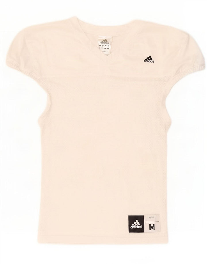 Adidas Dame Grafisk T-Shirt Top UK 12 Medium White Polyester