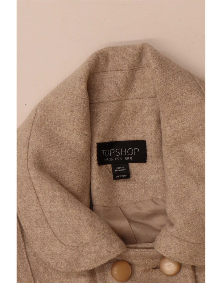 Topshop Dame Prinsesse Frakke UK 8 Lille Beige Uld