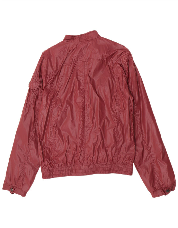 Zara Herre Bomber Jacket UK 40 Large Burgundy Nylon
