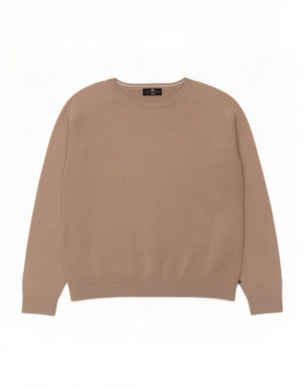 Marks & Spencer Mens Boat Neck Jumper Sweater Large Beige Cotton