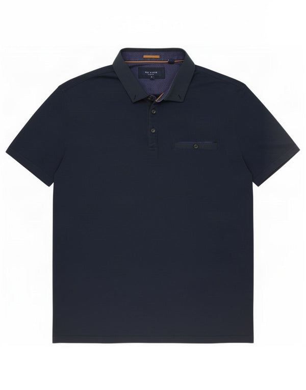 Ted Baker herre polo shirt str. 6 2XL marineblå bomuld