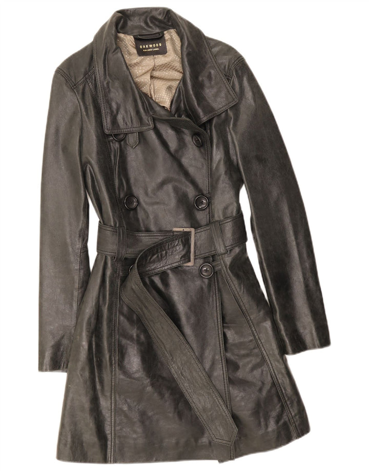 Oakwood Womens Trench Læderfrakke UK 14 Medium Black