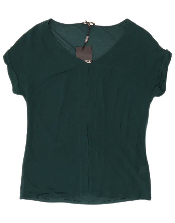 MASSIMO DUTTI Dame bluse Top UK 14 Medium Green Rayon