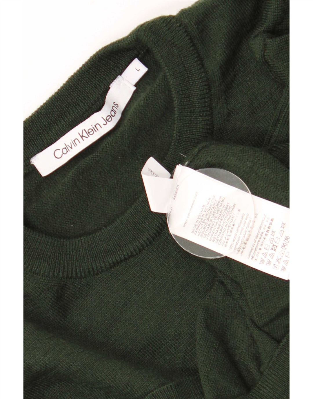 Calvin Klein Jeans Herre Crew Neck Jumper Sweater Large Khaki Wool