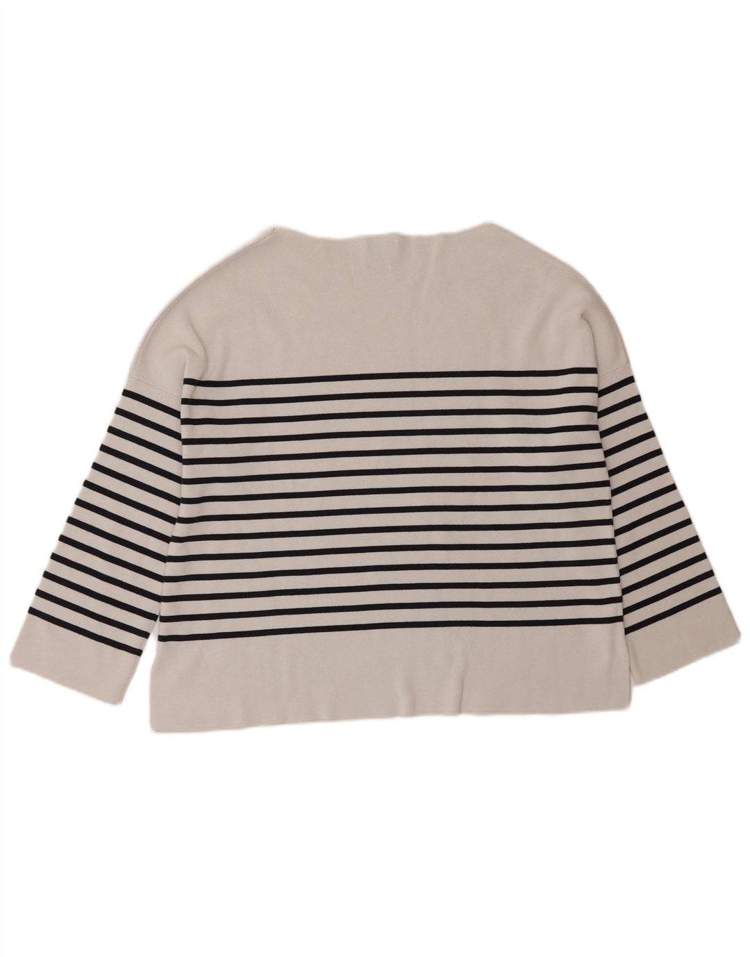 Massimo Dutti Dame Oversized Top 3/4 ærmer UK 10 Lille hvid stribet