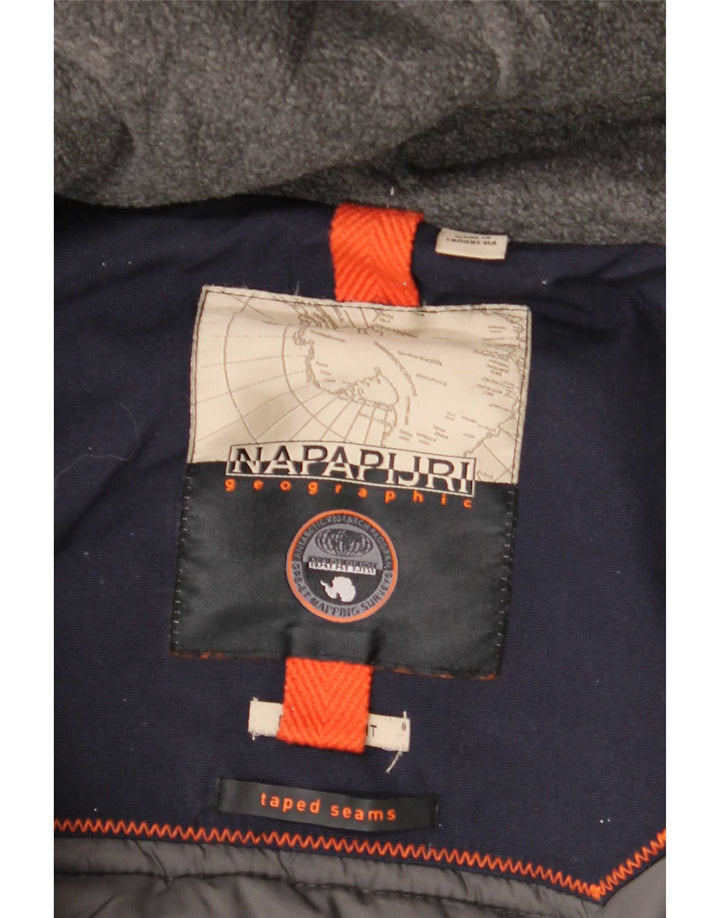Napapijri Herre Hooded Windbreaker Jacket UK 38 Medium Navy Blue Polyamide