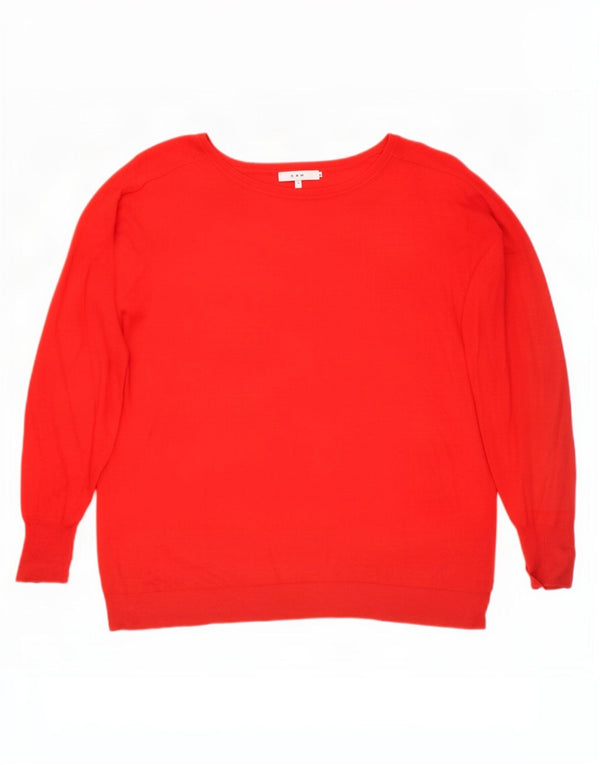 Zara Womens Oversized Boat Neck Jumper Sweater UK 16 Large Red Viscose
