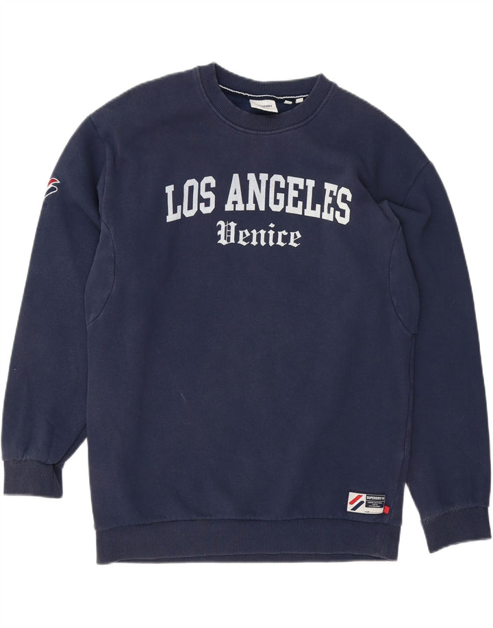 Superdry Herre Denice Graphic Loose Fit Sweatshirt Jumper XS Navy Blue