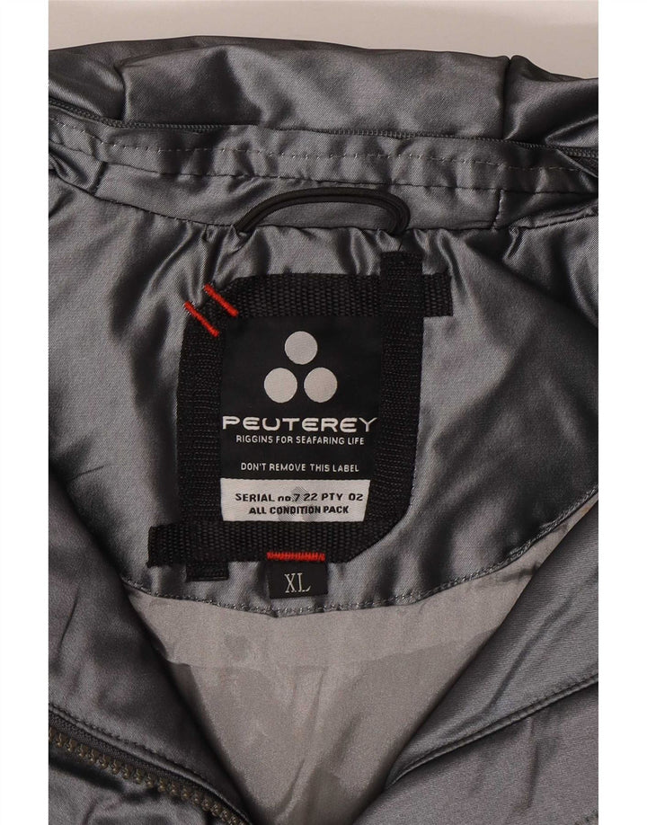PEUTEREY Vindjakke med hætte til kvinder UK 18 XL Sølv Polyester