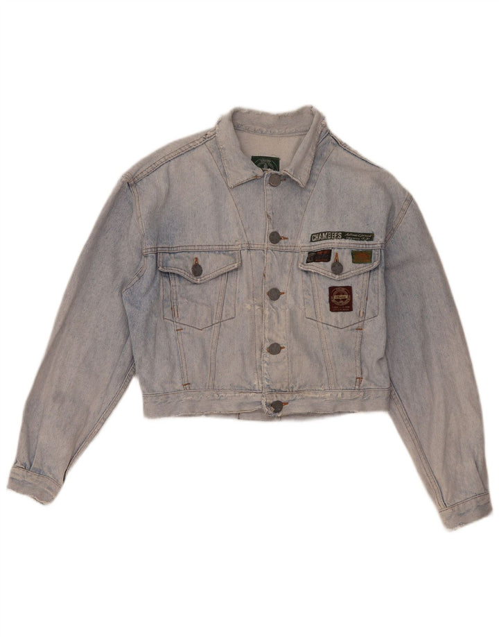 CHAMBERS Dame Crop Denim Jacket UK 16 Large Blue