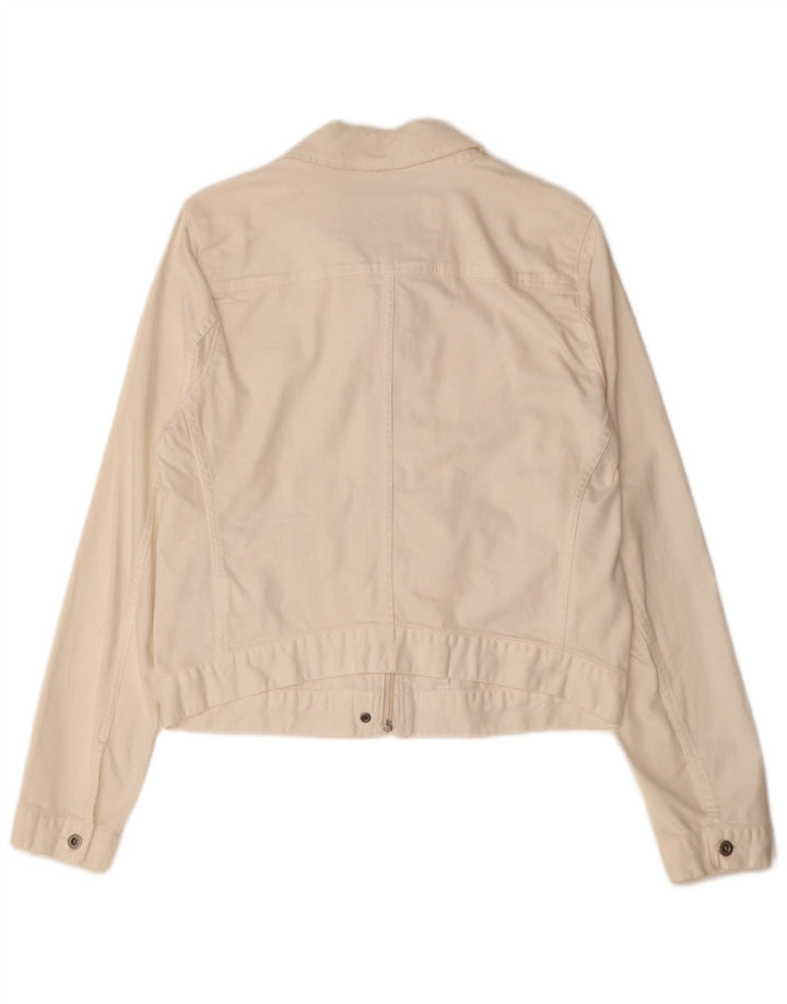 CALVIN KLEIN Womens Denim Jacket UK 16 Large White Cotton