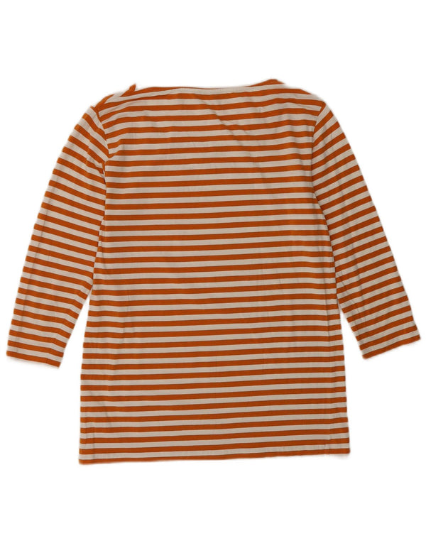 Cos Dame Top 3/4 ærme UK 10 Small Orange Stribet Bomuld