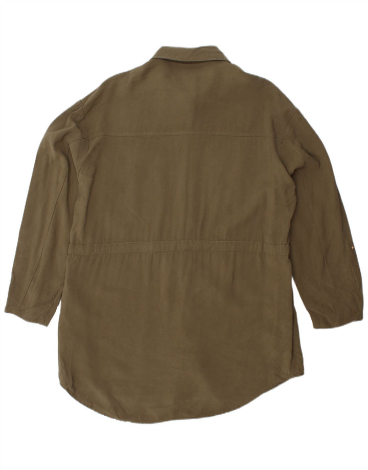 Zara skjortekjole til kvinder UK 14 Medium Khaki Viscose