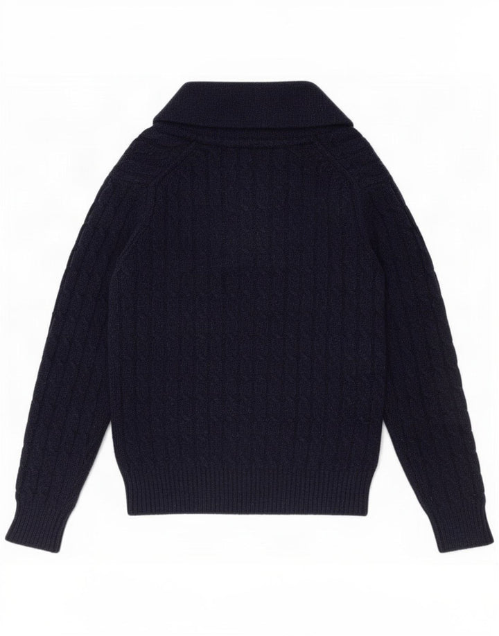 Lyle & Scott Herre Shawl Neck Jumper Sweater Medium Navy Blue Uld