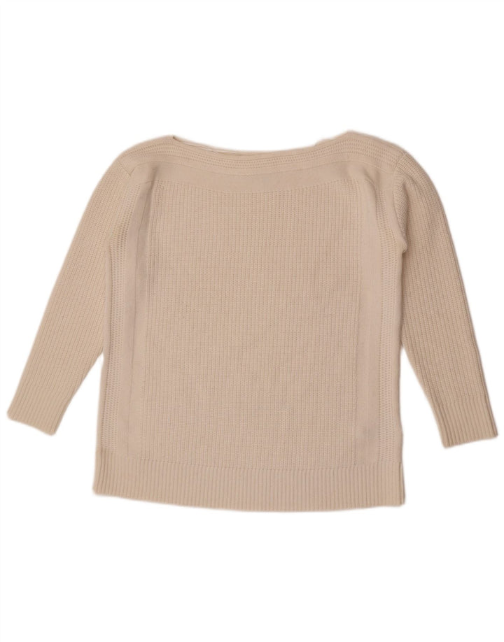 Reiss Dame Oversized Boat Neck Jumper Sweater UK 10 Small White Wool