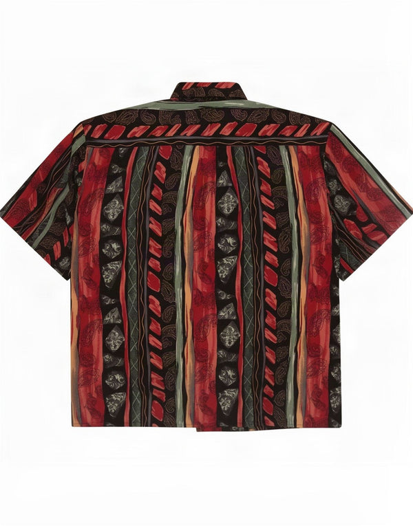 Ivy Crew Kortærmet Herreskjorte 2XL Burgundy Floral Polyester