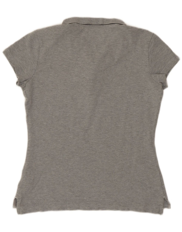 Tommy Hilfiger Dame Slim Fit Polo Shirt UK 14 Stor Grå Bomuld