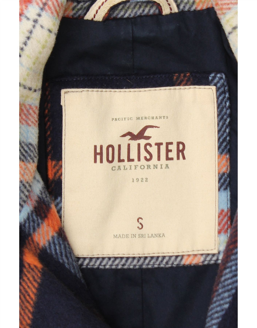 Hollister Womens Crop Bomber Jacket UK 10 Small Navy Blue Plaid Uld