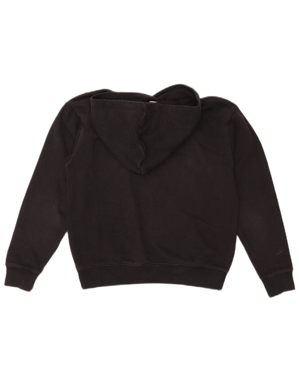 CHAMPION Womens Crop Oversized hættetrøje Jumper UK 6 XS Sort bomuld