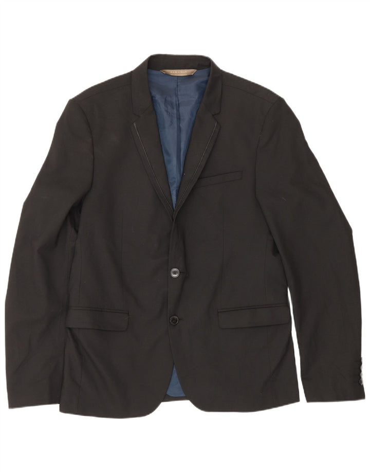 Zara Herre 2-knaps blazerjakke EU 50 Medium Sort Polyester