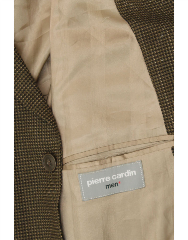 PIERRE CARDIN Mens 3 Button Blazer Jacket UK 44 2XL Khaki Check Vintage Pierre Cardin and Second-Hand Pierre Cardin from Messina Hembry 