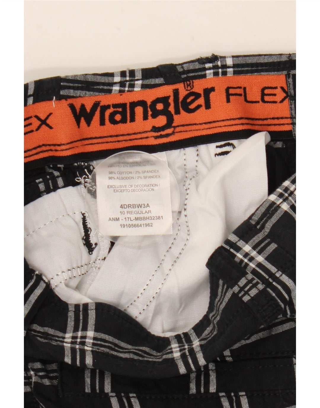 Wrangler Boys Cargo Shorts 9-10 år W25 sort ternet bomuld