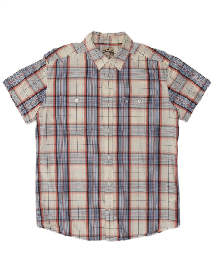 Wrangler kortærmet herreskjorte med normal pasform Medium Off White Plaid bomuld