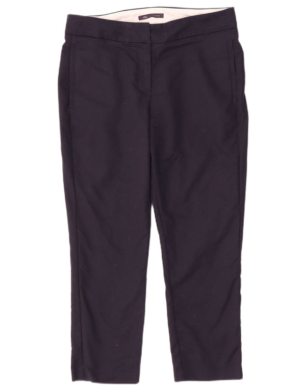 Marks & Spencer Dame Slim Cropped Trousers UK 12 Medium W32 L25 Navy Blue