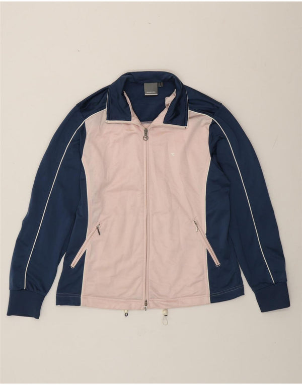 Diadora træningsdragt topjakke til kvinder UK 14 Large Blue Colourblock Polyester