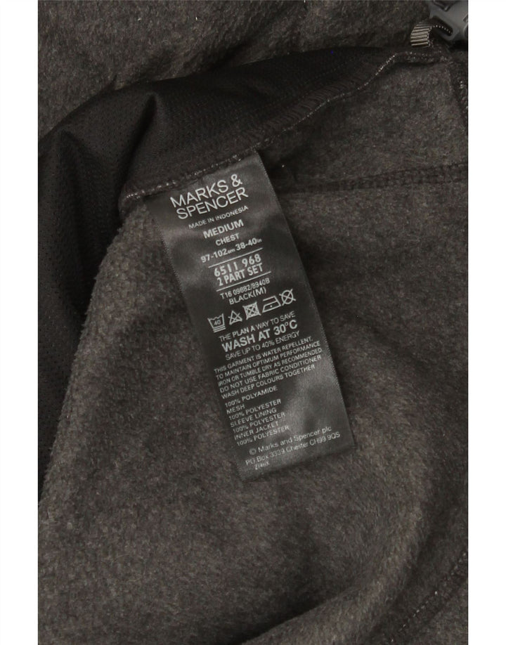 Marks & Spencer Fleecejakke til mænd UK 38 Medium Grå Polyamid
