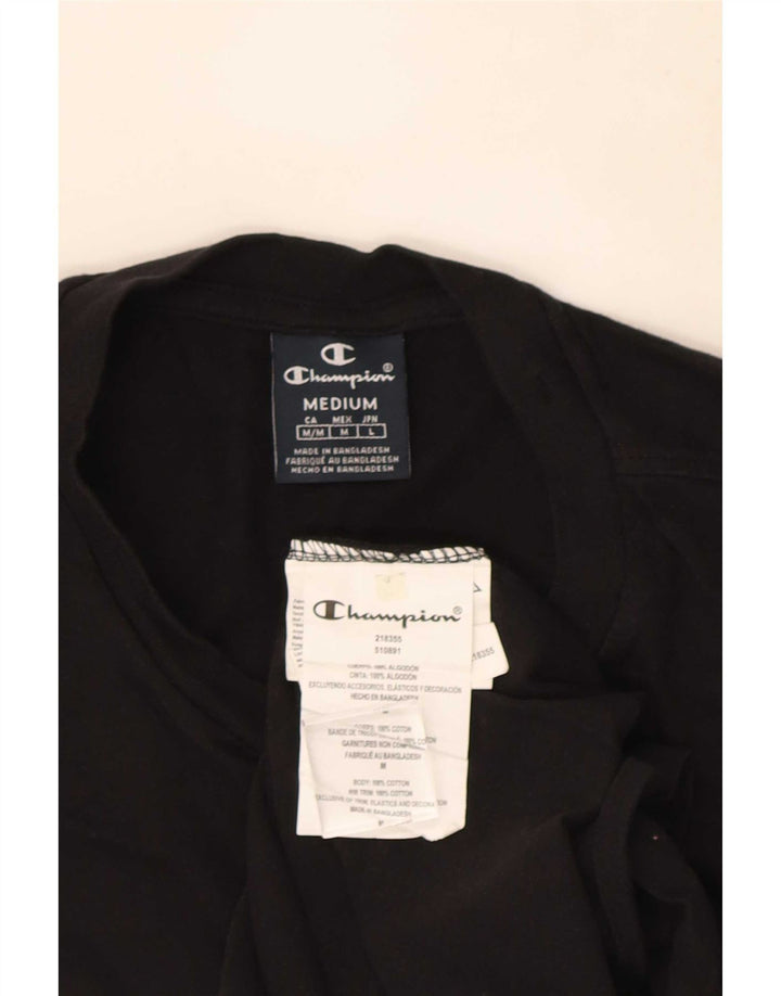 Champion Herre Grafisk T-Shirt Top Medium Sort Bomuld