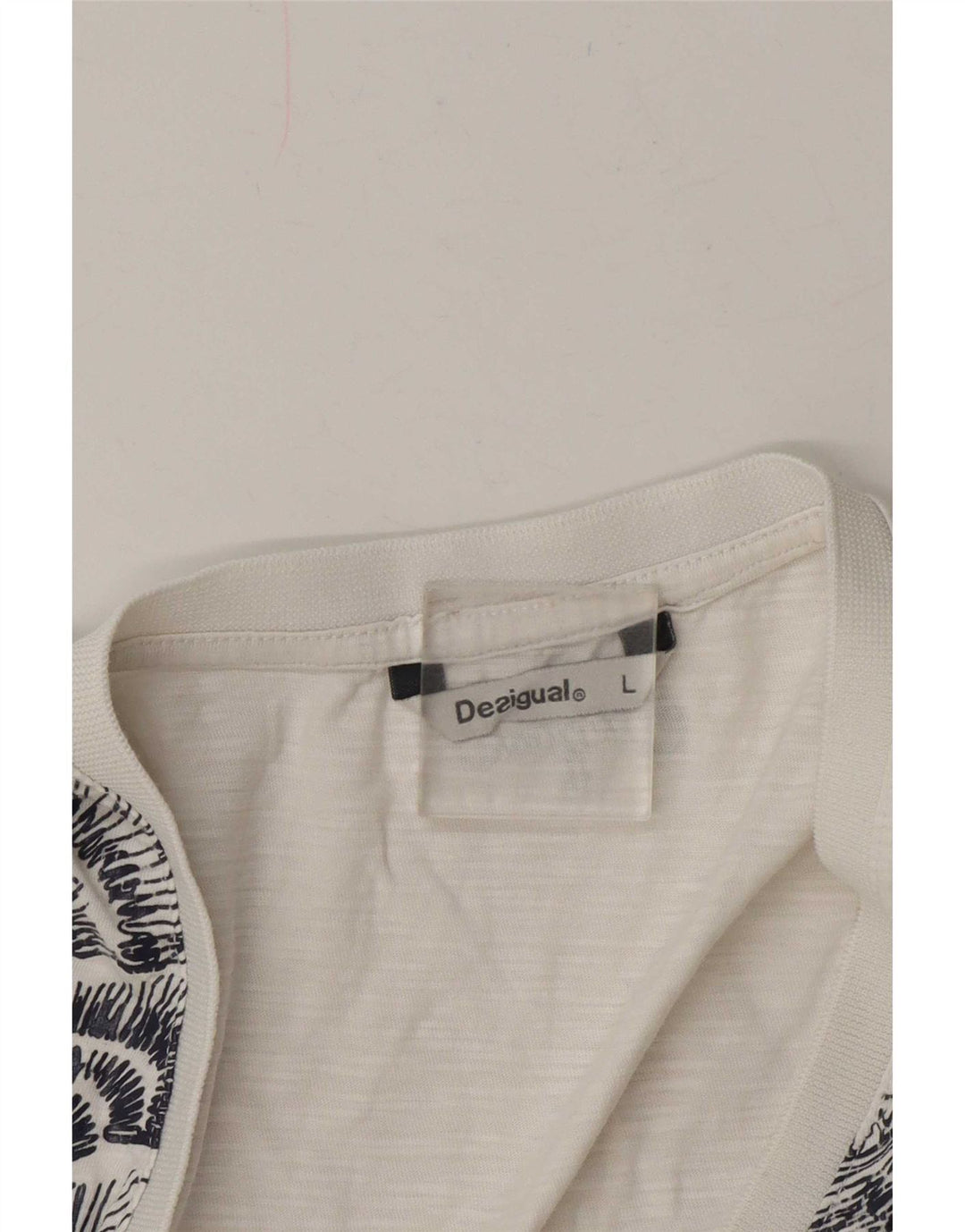 Desigual Dame Grafisk T-Shirt Top UK 16 Large White