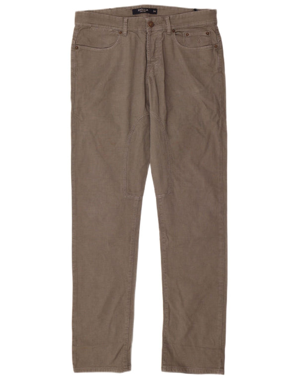 SIVIGLIA Straight Casual Bukser til mænd W34 L33 Beige Chevron Bomuld